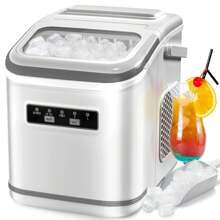 Havato Countertop Ice Maker 9 Bullet Ice Cubes In 6 Mins, 26.5lbs/24Hrs, Ice Maker Machine With Self-Cleaning, Basket And Scoop For Home Office Kitchen Bar Party, White - US A Type Plug(110-127V) - View 2