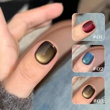 MISS SHAKA 10ml 深秋之恋猫眼凝胶指甲油新款流行闪粉金色瓷白色玻璃珠猫眼美甲美甲用品圣诞指甲 - 彩色 - 查看 9