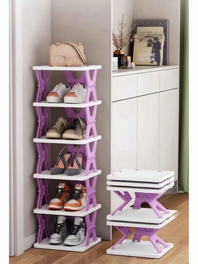 1pc Sapateira dobrável conveniente, sem necessidade de instalação, prateleira de armazenamento dobrável com várias camadas para economizar espaço em casa, adequada para apartamento, dormitório, prateleira