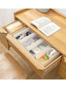 1 szt. Mleczny biały organizer biurkowy z przegródkami, tacka do przechowywania bielizny, skarpetek, małych przedmiotów