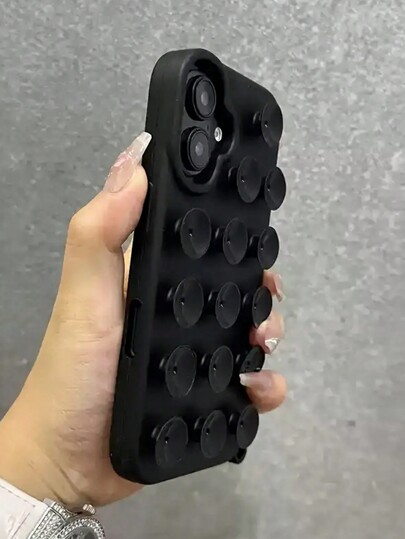 Una custodia per telefono creativa e carina con ventosa, compatibile con 17/17 Air/17 Pro/17 Pro Max/16/16 Pro/16 Pro MAX/16E/15 14 13 12 11 Pro Max/11, custodia protettiva in silicone morbido per il retro del telefono.