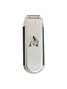 1件装二合一镀银折叠梳子兼化妆镜 – 便携式，印有花卉字母A-Z，桌面造型，现代旅行美容工具，带化妆镜的折叠梳，方便携带，非常适合旅行外出使用，双用途气垫梳，头皮按摩梳，美发造型工具，旅行必备配件，适合户外、办公室和返校季使用 - 銀色 - 查看 18