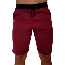 Bermuda masculina moletom verão - Academia passeio casual - bordô - Visão 3