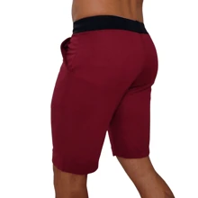 Bermuda masculina moletom verão - Academia passeio casual - bordô - Visão 5