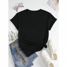 Cartoon Print Crew Neck Casual Short Sleeve T-Shirt, Tiger Head Face Colorful Art Wild Zoo Animal T-Shirt Women Tops