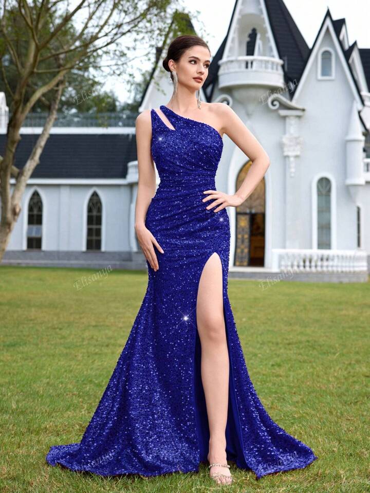 MAC DUGGAL ラッフルワンショルダー イブニングドレス ワンショルダーラッフルミニドレス ｜リゾートトロピカル女性