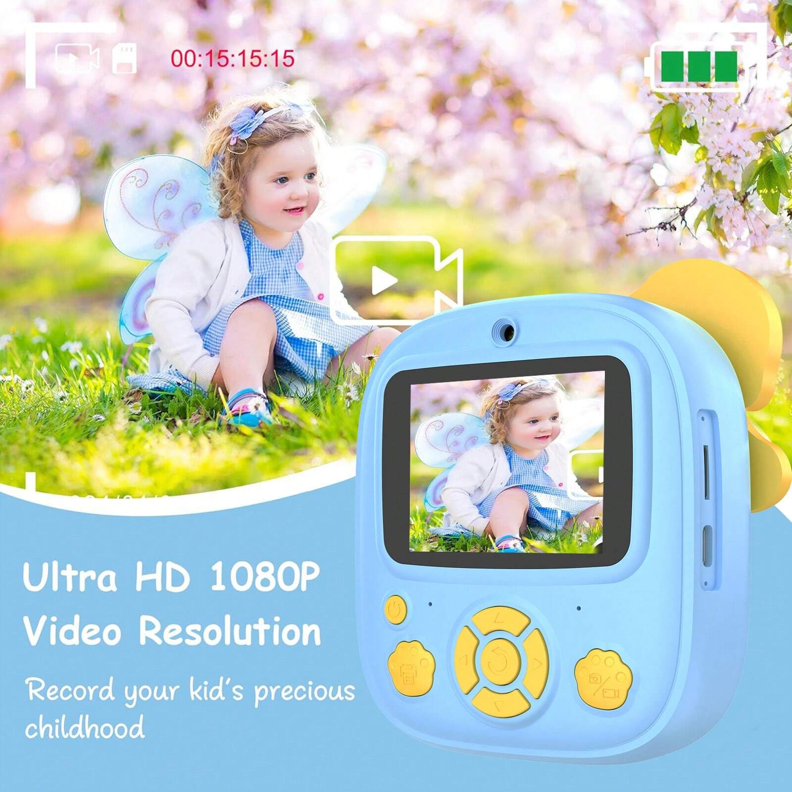 Appareil Photo Numérique Enfant Gaogodot – HD 1080p, Double Objectif Fish-eye, Compact