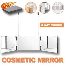1pc LED Lighted Makeup Mirror, 3-Way Folding Mirror, Self-Service Hairdressing Mirror, Used For Hairdressing, Shaving, Beauty, Facial Grooming And Makeup, Adjustable Height Bracket, Portable Travel Mirror - Black - View 2