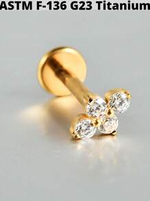 1PC G23 Titanium Cz Moon Internal Thread Labret Lip Rings Cross Snake Ear Cartilage Tragus Helix Earring Lobe Piercing Jewelry - Titanium Gold Plated - View 17