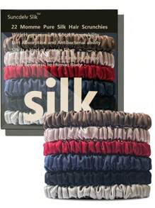 100% Mulberry Silk Hair Tie Hair Care, Mulberry Silk Skinny Hair Ties Elastic, 22 Momme Mulberry Silk Hair Ties Hair Tie Set Women Curly Thin Hair Srevela Ponytail Holders Hair Elastics Hair Rubber Bands Scrunchies Hair Rope, Hair Bobbles Hair Accessories Head Accessories