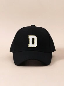 1pc Kids 26 Alphabet Baseball Cap, Fashionable Everyday And Back To School Accessory - Black - View 5