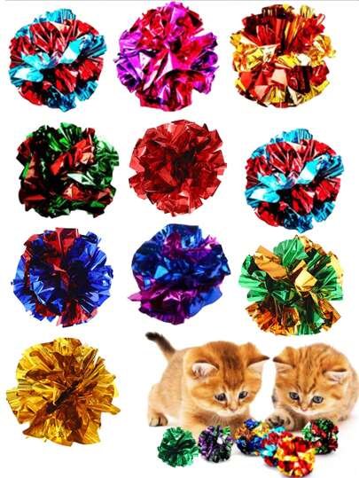2/4/6/8pcs Cat Crinkle Balls, Shiny Stress Relief Toys, Suitable For Multiple Cats, Kittens And Adult Cats, Great Gift For Pets On Valentine's Day