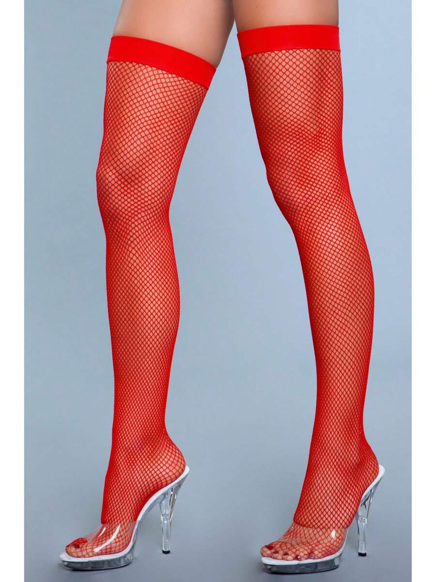 Medias de red de nailon para muslo de 1931 - Rojo - Ver 1