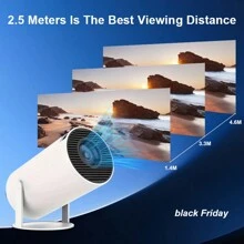 XBJ Proyector Inteligente 4K HD, Sistema Android 11, Proyector Doméstico Enchufe Europeo, 390ANS1 HY320, Conexión Wifi Inalámbrica a Teléfono Móvil y Computadora, Proyector Portátil Calidad Cine 1920*1080P, Resto Oficina Comercial