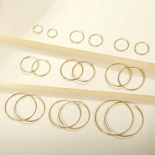 MDFUN 1 对 925 银质方晶锆石环形耳环，送给女朋友的时尚设计礼物，适合日常佩戴，男女皆宜的防过敏耳环 - 金黃色 - 查看 5