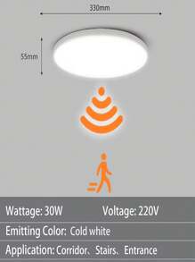 CANMEIJIA 1 件装 LED 吸顶灯 220V 雷达传感器吸顶灯 运动传感器白光 6500K LED 灯 房间装饰灯 适用于客厅、卧室、厨房、书房、走廊、门口 - 雷達感應吸頂燈 - 查看 14