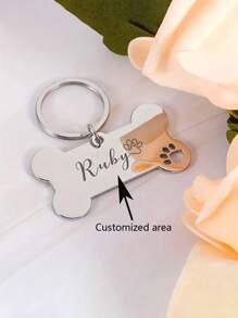 1 Stück Hund Anti-Verlust Anhänger, individuell anpassbarer Haustier-ID-Anhänger, gravierte Hund ID-Namensplakette, Halsband Anhänger, personalisierter kleiner Hund Knochen Anhänger, Haustier Zubehör