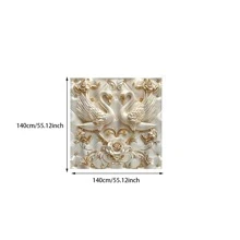 1pc Elegant Swan & Floral Pattern Tablecloth, Easy To Clean Fabric, Suitable For Kitchen Dining, Buffet Table, Holiday Dinner, Party, Banquet, Restaurant, Wedding And Home Decor - Perfect For Any Occasion - Multicolor - View 7