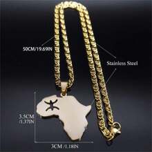 Berber Africa Map Necklace For Women, Men Stainless Steel Gold/Silver Color Stunning Lettering Kabyle Berber Necklace