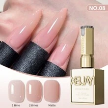 XEIJAYI XEIJAYI 6Pcs 15ML Nail Polish - Jelly Ice Transparent Nude, Peelable UV LED, Formaldehyde-Free, Oval Shape, Glossy Finish, For Nail Salon And DIY