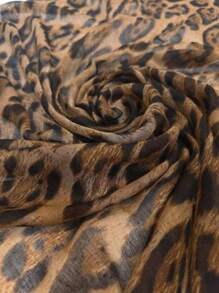 1pc Women's Bohemian Style Leopard Print Headscarf, Soft & Breathable Street-Style Scarf, Suitable For Daily Wear, Eid Gift