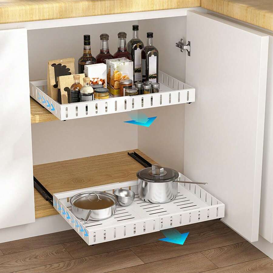 Ausziehbarer Schrank Organizer - Schublade Ohne Bohren Für Küche & Vorratsschrank