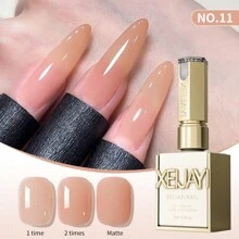 XEIJAYI XEIJAYI 6Pcs 15ML Nail Polish - Jelly Ice Transparent Nude, Peelable UV LED, Formaldehyde-Free, Oval Shape, Glossy Finish, For Nail Salon And DIY