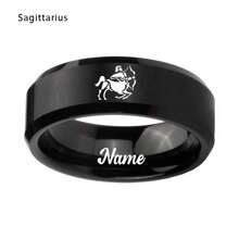Custom Handwriting Letter NAME 12 Zodiac Signs Stainless Steel Ring With Luxury Velvet Box For Couple Men And Women