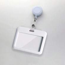 1 件简约纯色徽章夹，带伸缩夹，带夹子的身份证夹，学校用品，返校 - 彩色 - 查看 6