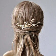 High-End Custom Handmade Bridal Hair Comb With Rhinestone And Pearl, Elegant And Luxurious