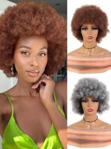 Peluca rizada afro ensortijada sintética de 5 pulgadas para mujeres, peluca puffy afro de tamaño pequeño para los años 70 y 80, con aspecto natural y esponjoso, ideal para uso diario