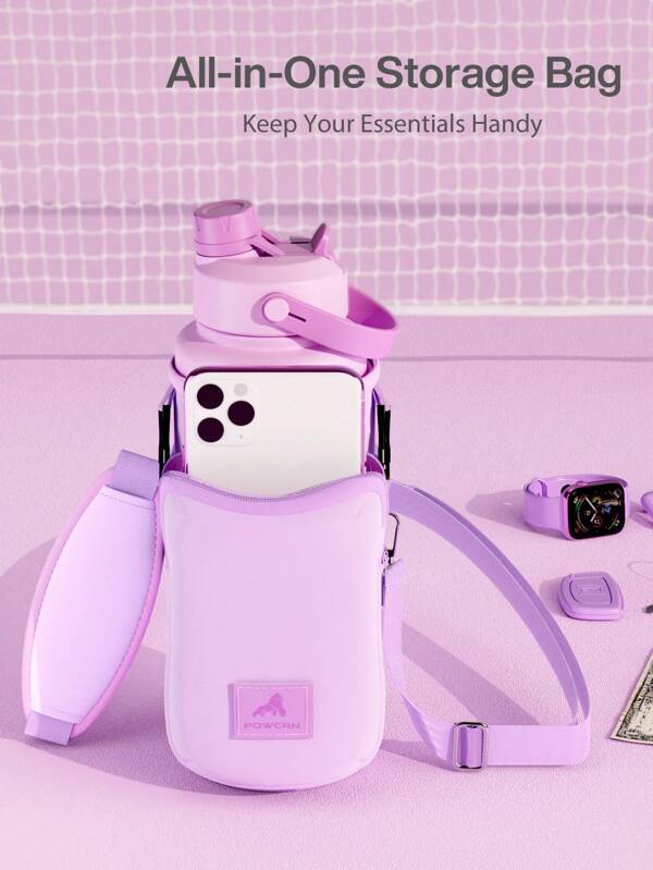 Soporte para botella de agua con correa, se adapta a botella de 32/40 oz, correa de hombro ajustable con bolsillo para teléfono, funda de neopreno, bolsa portabotellas de agua para senderismo, viajes y camping