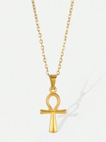 1PC Cross Necklace For Women Classic Cross Collar Gold Color Egyptian Nile Ankh Choker Stainless Steel Chain Aesthetic Jewelry Gift - Multicolor - View 10