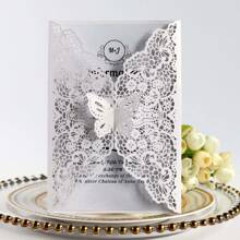 5pcs/10pcs Per Pack Butterfly Lace Greeting Cards/Invitations (Including Cover And Blank Inner Card), Suitable For Wedding, Holiday Party, Birthday Invitations, High-End Exquisite Hollow Engagement Ceremony Supplies, Blessing Cards - Multicolor - View 2
