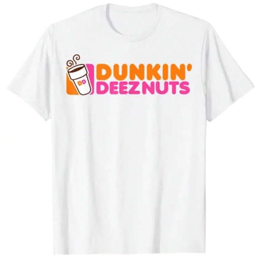 Dunkin' Deez Nuts-Dunkin Deeznuts Women's Harajuku Plus Size Cotton T-Shirt Aesthetic Apparel Gothic Graphic T-Shirt Loose Top - 白色 - 查看 1