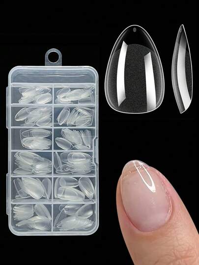 240 قطعة من أطراف الأظافر المصنوعة من الأكريليك قصيرة على شكل اللوز، شاملة التغطية الكاملة للأظافر، للصالونات و الاستخدام المنزلي، أظافر جل ناعمة صالحة للضغط والتحميل، أظافر اصطناعية كاذبة