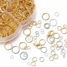 1 caja de anillos de salto, Kit de accesorios de joyería para principiantes, anillo de salto abierto, fabricación de joyas, llavero, reparación de collares con herramienta abridor 47S3 - Dorado - Ver 7