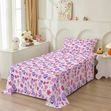 Single Fitted Sheet Without Elastic Micropercale Cotton Touch Hem Floral Grid - 花的 - 查看 5