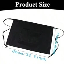 1pc Kitchen Server Essential 4-Color Waist Apron, 3 Pockets, 55cm Length Service Apron Waterproof For Server Chef Waitress, Black/White/Red/Navy - Black - View 2