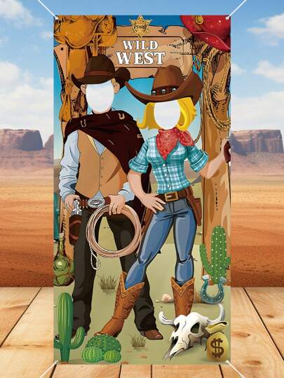 1 pieza Telón de fondo con estampado de mezclilla, accesorio para fotografía grupal, decoración de fiesta de cumpleaños con tema occidental, decoración de fiesta familiar, regalo de cumpleaños vaquero, tela colgante para decoración de sala de fiestas