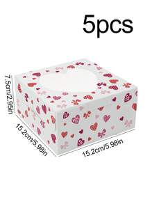 5pcs/10pcs Heart Window Cake Boxes, Cookie Boxes, Mini Cake Boxes, Pastry Boxes, Dessert Boxes For Strawberry, Cupcake, Muffin, Donut, All Pies, Chocolate, Cake Packaging Boxes, Take-Out Boxes - Paper - View 21