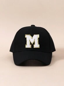 1pc Kids 26 Alphabet Baseball Cap, Fashionable Everyday And Back To School Accessory - Black - View 25