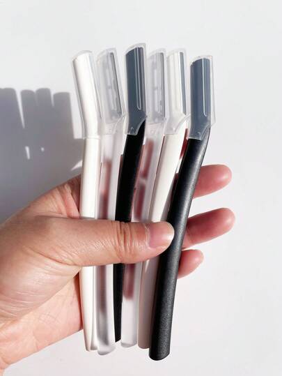 6件套长眉毛修剪器，身体脱毛剃刀及面部/眉毛剃刀套装，带保护套，适合初学者、男女通用，微型精准修容工具，化妆，价格实惠，房间装饰，梳妆台，旅行，卧室，化妆配件，眉毛剃刀，赠品，旅行，廉价好物，旅行必备