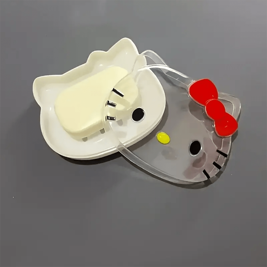 Sanrio Caixa de sabonete portátil à prova d'água Sanrio Hello Kitty com capa - estojo de plástico para viagem, à prova de vazamentos, adequado para organização de banheiro, caixa de sabonete, armazenamento de sabonete, decoração de banheiro para adolescentes, volta às aulas, verão