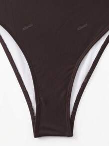 Allurini Traje de baño de una pieza en unicolor, de pecho plisado, sexy, con tirantes desmontables y decoración metálica para el verano