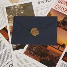 5 pièces Enveloppes de style vintage en toile de jute, enveloppes de cachets de cire d'invitation rétro - 1 pièce enveloppe + 1 pièce sceau de cire, retour à l'école