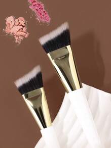 1pc Contour Makeup Brush, V-Shaped Curved Angled Blush Brush For Shading, Sculpting Jawline And Defining Facial Contours - White - View 3