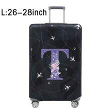 Luggage Cover Travel Case Cover For 18 To 32 Inch Luggage Protector Cases For Men Women Outdoor Holiday Travel Essentials Accessories Polyester Suitcase Elastic Dust Covers Fashion Initial Name A To Z Purple Flower Letter Print Toiletry Bag Wash Bag Toiletry Travel Bag Makeup Storage Beach Beach Bag Vacation Holiday Essentials School Supplies Travel Essentials Ladies For College Dorm Bathroom Bag For School School Accessories School Stuff - Black - View 17