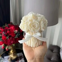 1 pieza Molde de silicona de ramo de rosas 3D para velas DIY, jabones y aromaterapia - Molde de resina epoxi para decoración del hogar, manualidades de arcilla y yeso