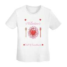 Women's Valentine's Day Lunch T Shirt ,Crew Neck Short Sleeve T-Shirts